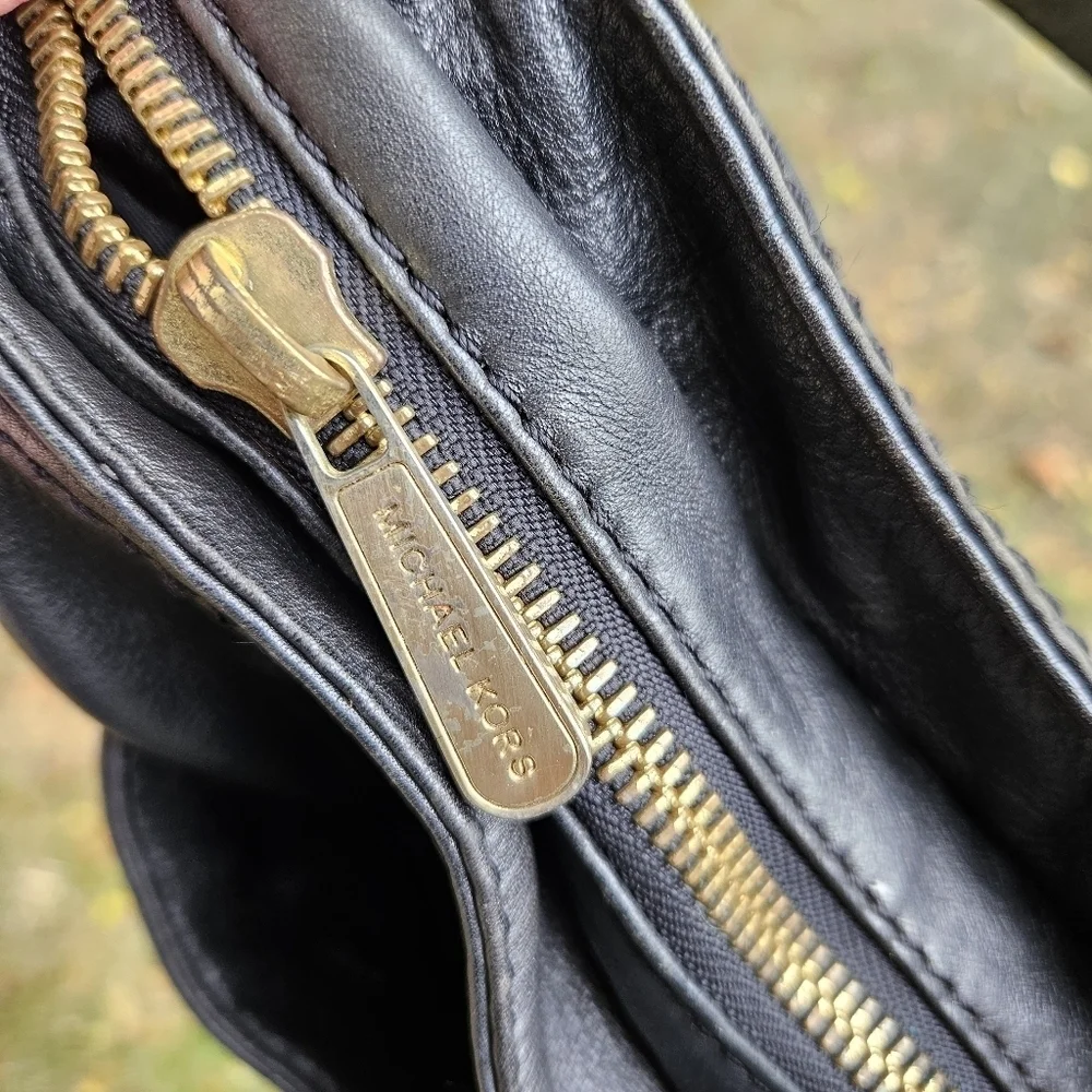 Michael Kors black leather hobo bag